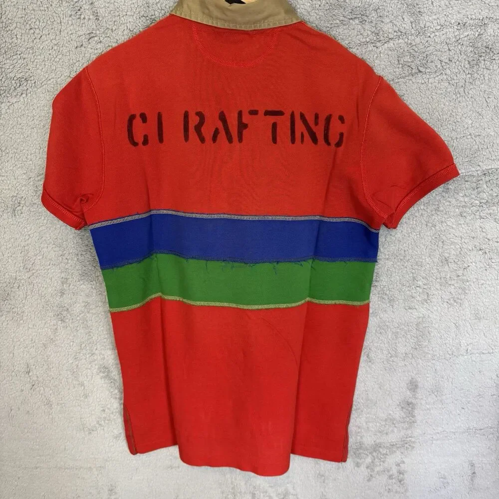 S Polo Ralph Lauren Shirt Mens‎ M Red C1 Rafting Striped Polo Custom Fit
